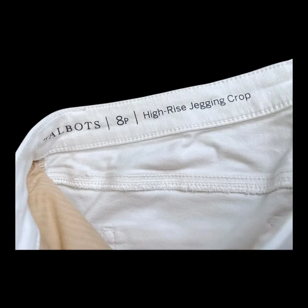 Talbots High Rise Jegging Crop Womens Petite Size 8P White Stretch Skinny Jeans
